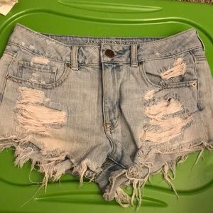 Distressed jean shorts